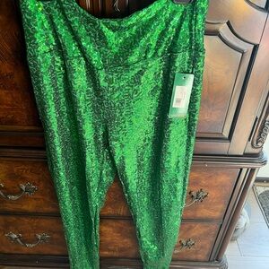 Tipsy Elves Shimmering Green Sequin High Waisted Leggings